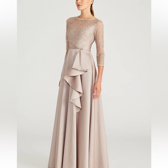 Theia Zola Bateau Mikado Lace Gown - Picture 3 of 9